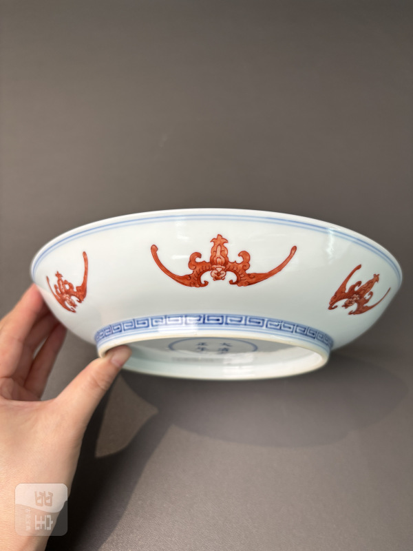 清雍正 矾红洪福齐天纹盘 - 图7